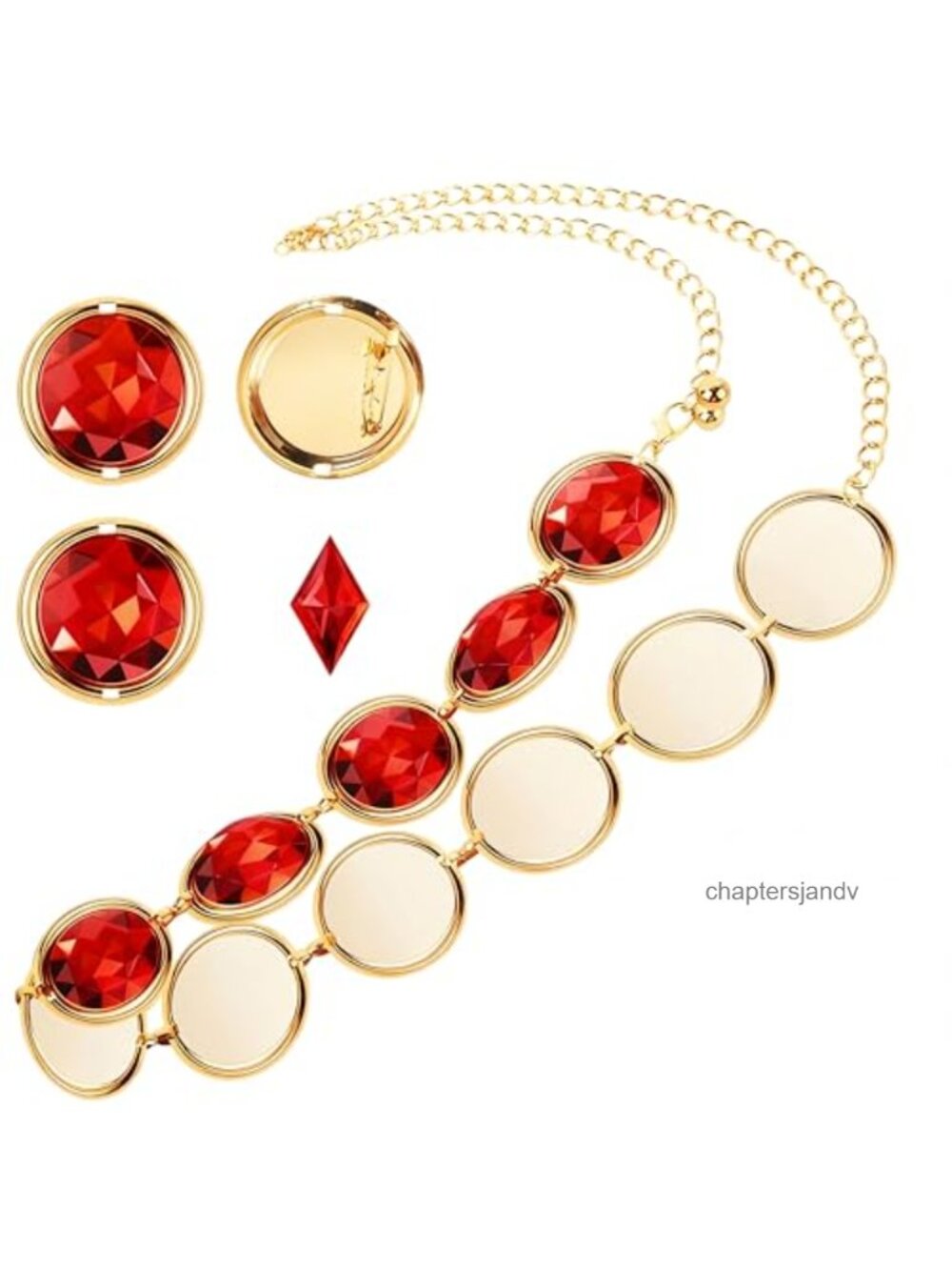 5 Pc Red Gem Body Chain Waist Belt Set Halloween Cosplay Jewelry